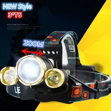 Новый 3 xCREE XM-L T6 Масштабируемые СВЕТОДИОДНЫЕ Фары 8000 Люмен 4 Режима Фары Аккумуляторная Глава Факел Фонарик + 18650 Батареи зарядное устройство