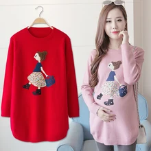 Fashion Maternity clothing autumn and winter pregnancy sweater medium-long winter basic sweater outerwear loose top spring