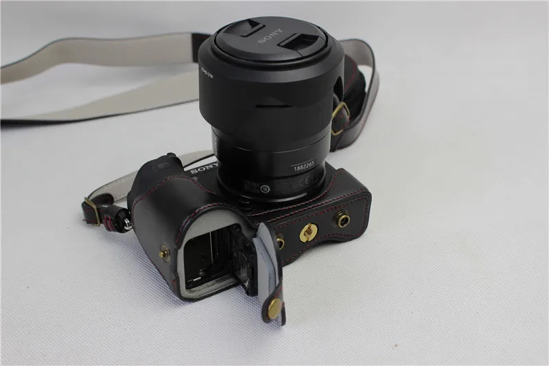 Роскошный чехол для камеры из искусственной кожи для sony A6500 ILCE 6500 с 16-70 мм 18-55 мм Защитная сумка для объектива открытая батарея