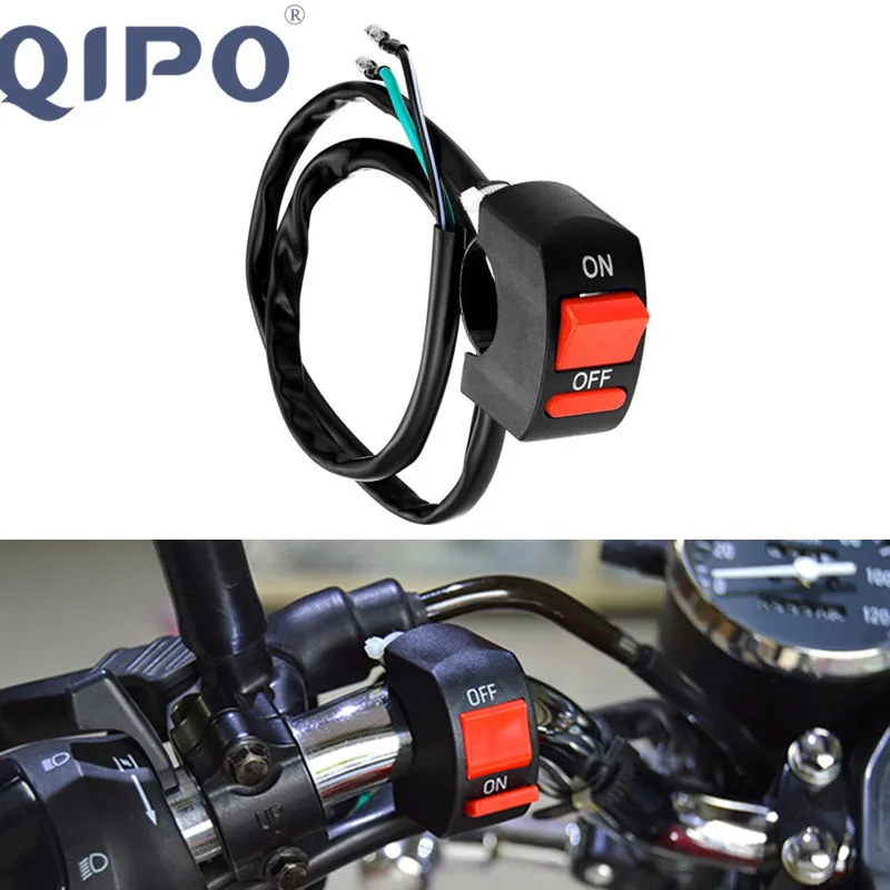 

QIPO Universal 2 or 3 Wires Motorcycle Headlight Handlebar Fog Light Switch ON-OFF Button DC12V For U5 U7 LED Lamp Angel Eyes