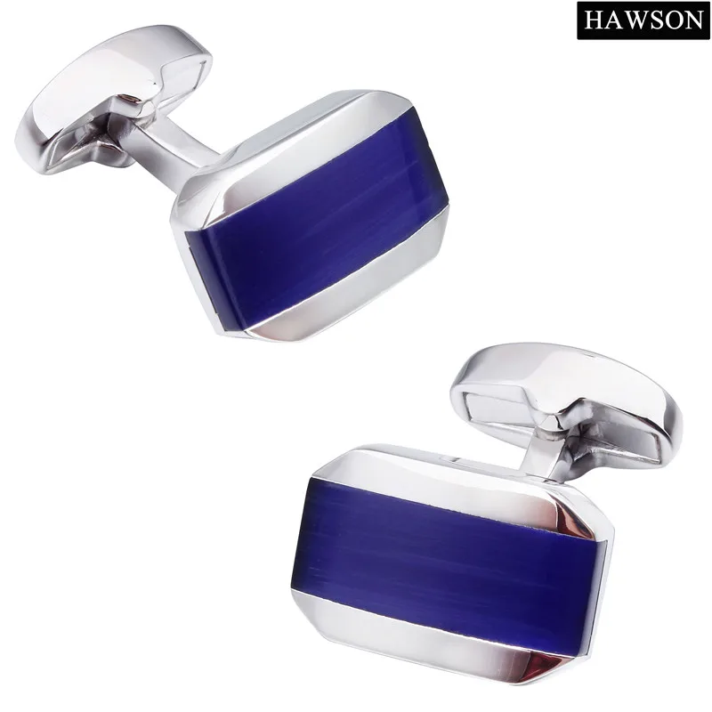 Blue Stone Cufflinks Mens Shirt Cuff Button Fashion Wedding Jewelry for Groom Come with Gift Box