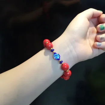 

12mm Taiwan Cloisonne bracelets accessories cinnabar ~ prosperous new year.