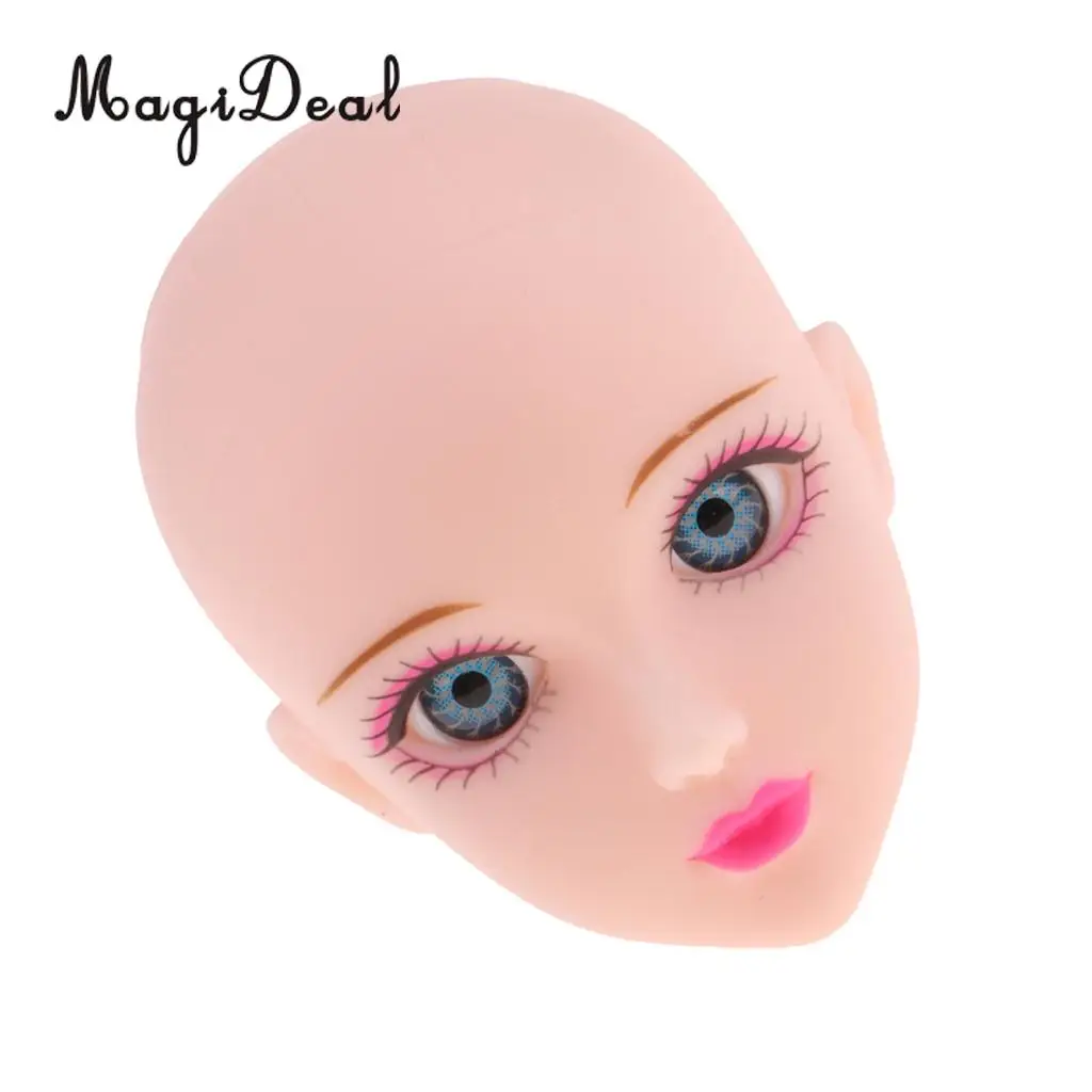 Jointed Girl Doll Head with Blue Eyes for 1/6 BJD Doll Body Parts Accessory
