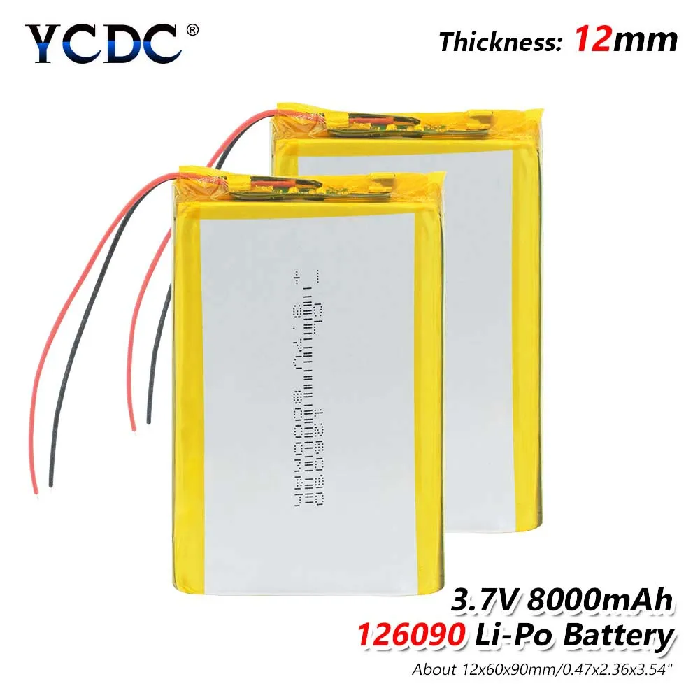 

126090 3.7 V Lithium Polymer Battery 8000Mah Li-Po Rechargeable Battery For MP4 MP5 Tablet E-book GPS Power Bank Medical Devices