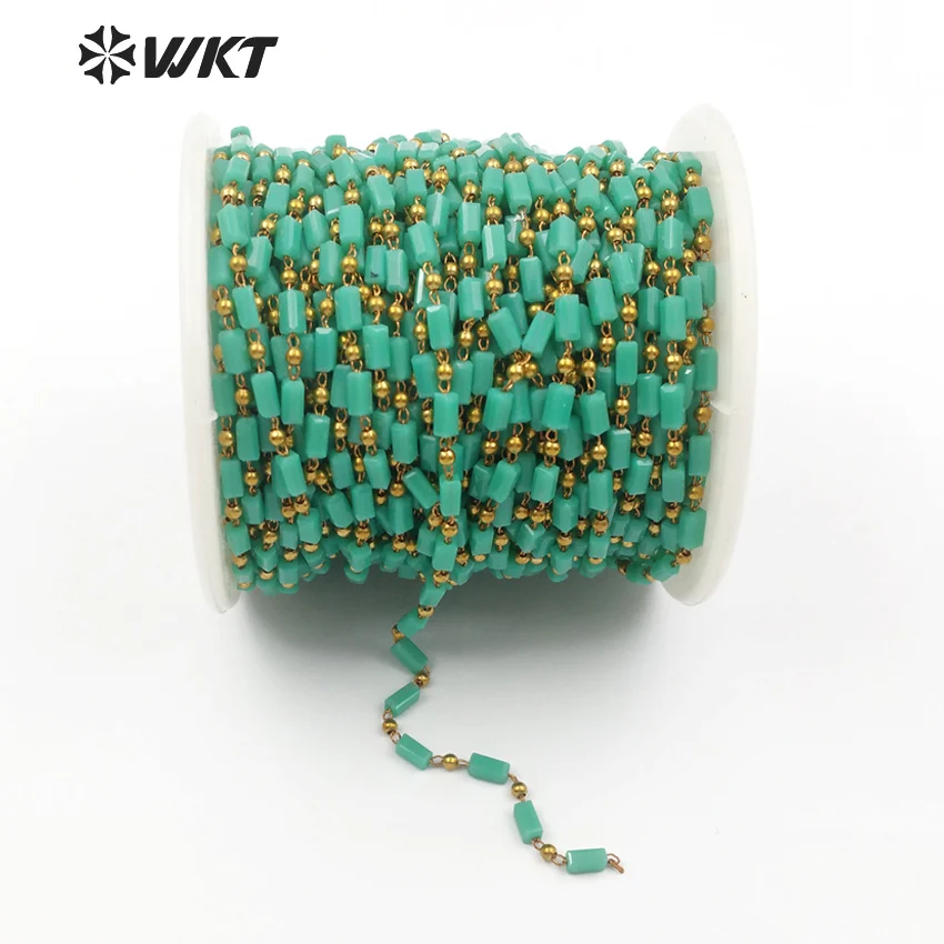 

WT-RBC072 WKT Classic green crystal brass beads chain no gold-plated chain multi-function ladies necklace accessories