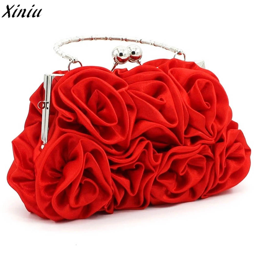 New Arrive 2018 Women Bag Ladies Satin Rose Pure Color Clutch Female ...