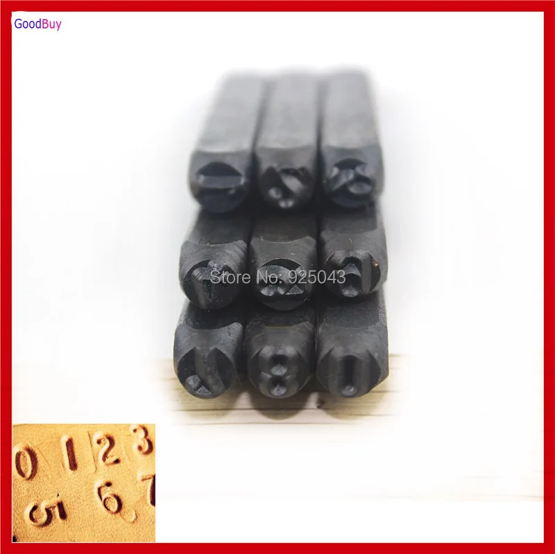 New 9pcs/lot Leather 5mm 0 9 Arabic Numbers Stamping Debossed Printing
