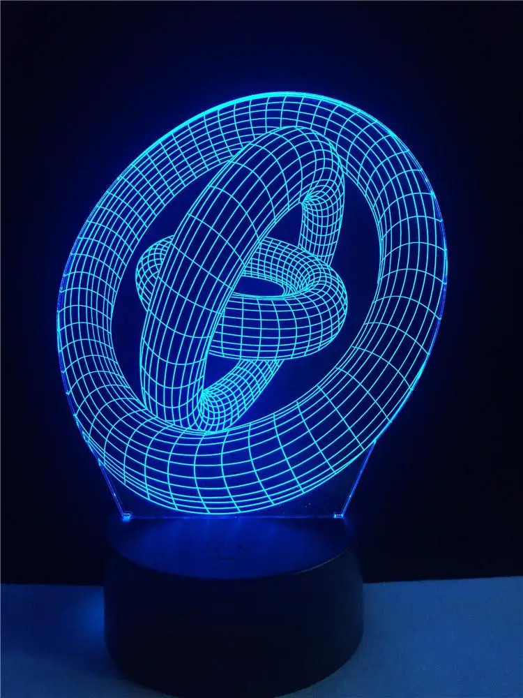 

3D Ring Wheel Creative Art Decorative LED LAMP Lighting USB Bedroom Night Light Multicolor Table Home Party Gifts