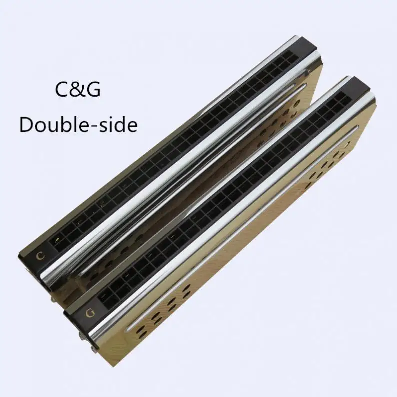 Professional 24 Holes Key Of C&G Silver Double-side Tremolo Harmonica for Adult Beginner and Children