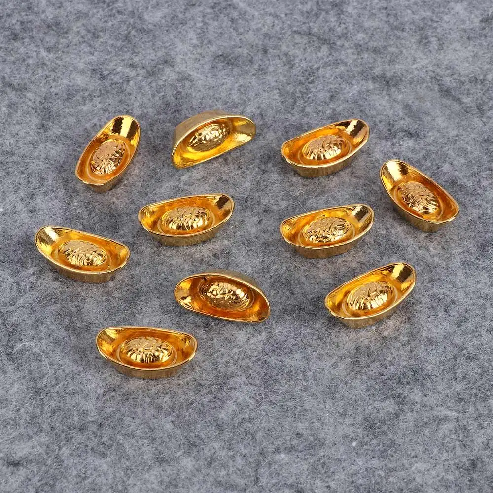 

10Pcs/Set Miniatures Chinese Gold Ingot Ornament Lucky Yuanbao Fengshui Decor Mascot Crafts Feng Shui Auspicious Lucky Crafts