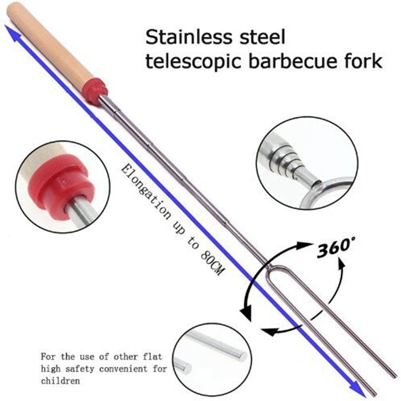 8 шт./5 шт. вилки для барбекю кемпинг костра нержавеющая сталь деревянная рукоятка телескопическая барбекю вилка для обжарки палочки шпажки вилки