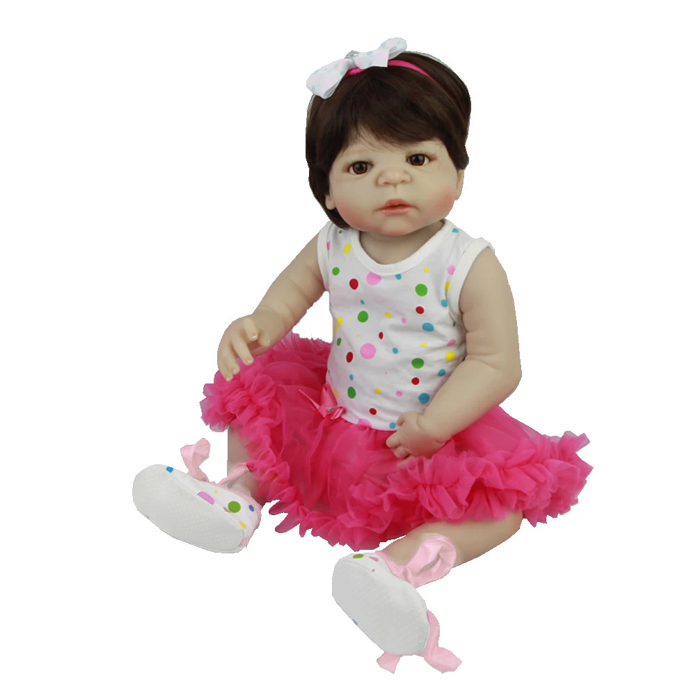 New Arivals Dotted Romper Dress Headband Clothes Set for 22''-23'' New Baby Girl Dress Up Outfit Dollfle Dolls Accessories