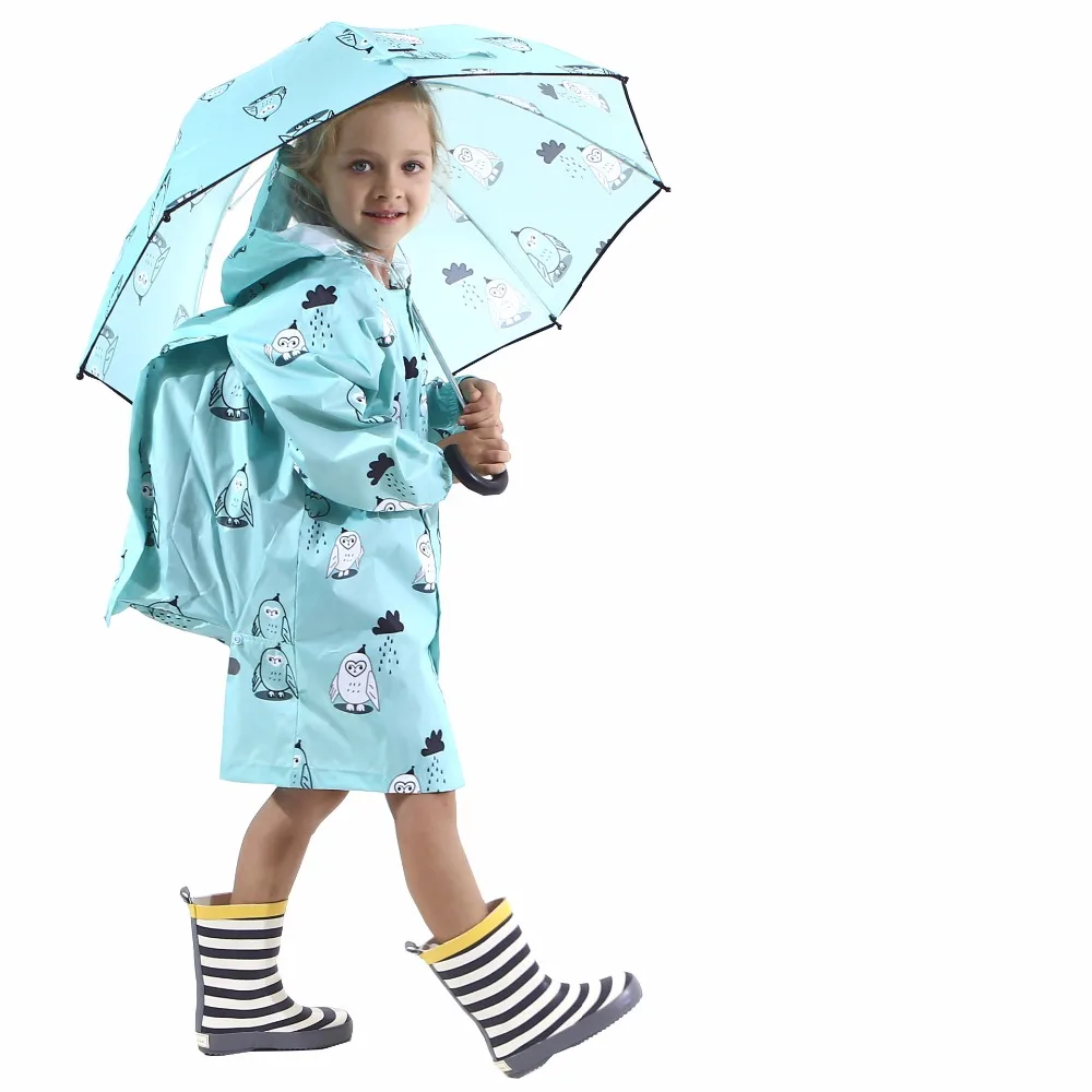 Водонепроницаемый дождевик для маленьких девочек и мальчиков; дождевик для студентов; детский плащ-пончо; куртка с рюкзаком