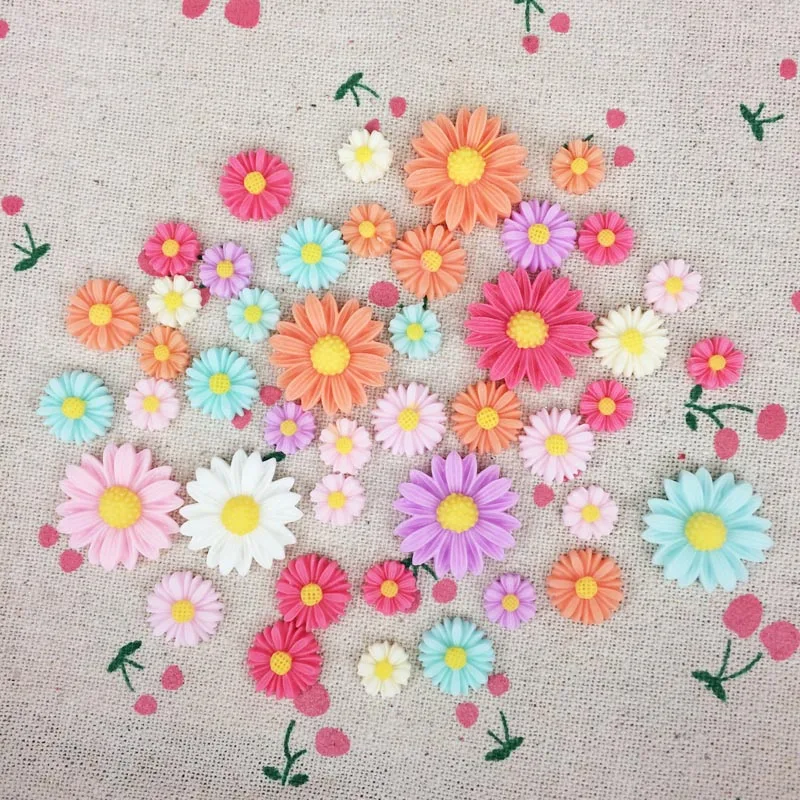 

Mixed Color Flatback Flat Back Resin Flower Cabochon Kawaii DIY Resin Craft Decoration Scrapbook Accessories For Phone Case