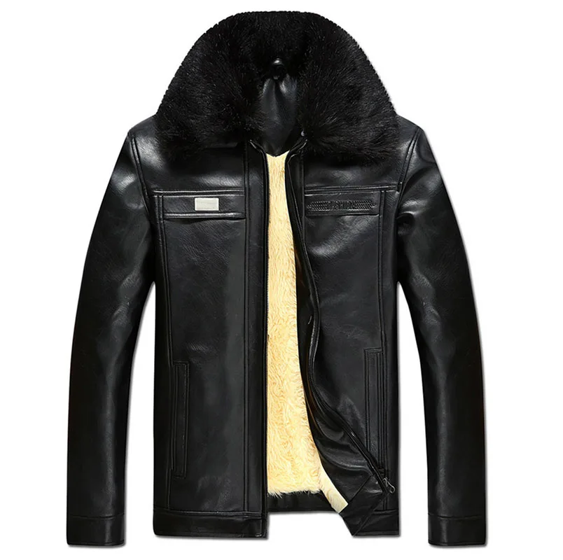 Compare Prices On Mens Bomber Jacket With Fur Collar- Online Autumn and winter men's warm short outwear faux leather big fur collar Pu bomber jackets father - Compare Prices On Mens Bomber Jacket With Fur Collar- Online
