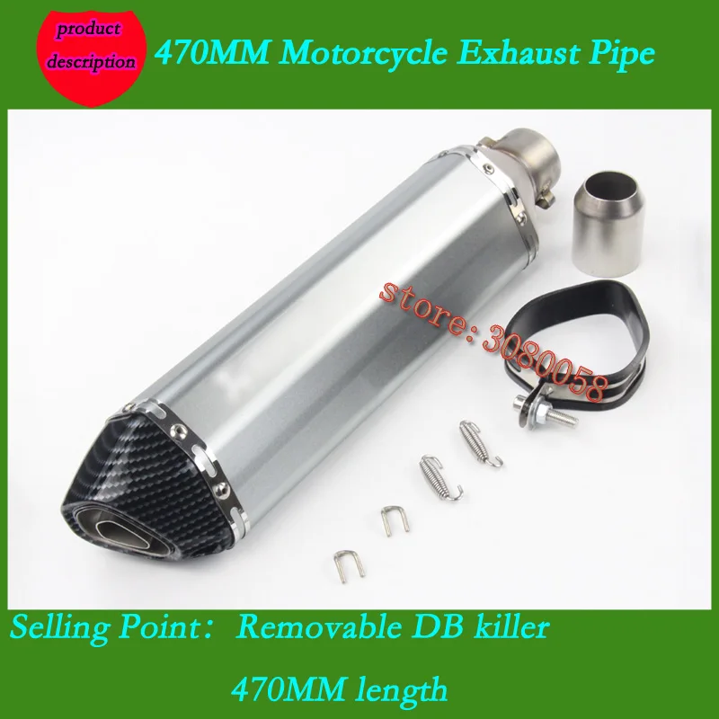 470mm Universal de la motocicleta silenciador tubo de Escape escapar con DB asesino de marcado láser para Ninjia300 Z750 R25 TMAX530 R6 de la bici de la suciedad