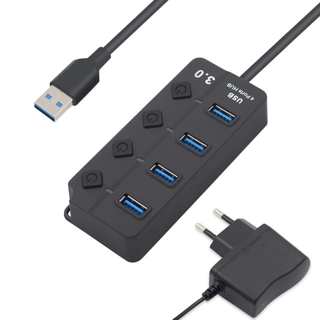 Best Quality 4 Port USB 3.0 Hub 5Gbps with Switch LED Multi USB Splitter Power Adapter US/EU for MacBook Pro Laptop PC Computer Peripherals Best Quality 4 Port USB 3.0 Hub 5Gbps with Switch LED Multi USB Splitter Power Adapter US/EU for MacBook Pro Laptop PC Computer Peripherals