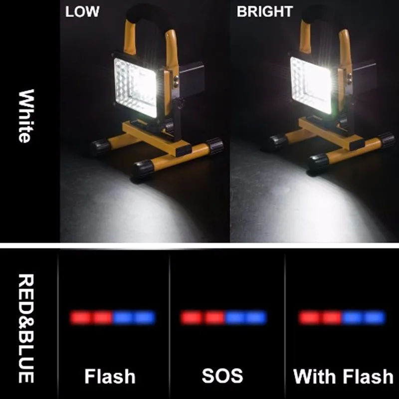 [DBF] Водонепроницаемый IP65 SMD3528 24 светодиодный 3 модели 30 Вт Светодиодный прожектор светильник Портативный Точечный светильник s перезаряжаемые уличный светодиодный прожектор работы аварийный светильник