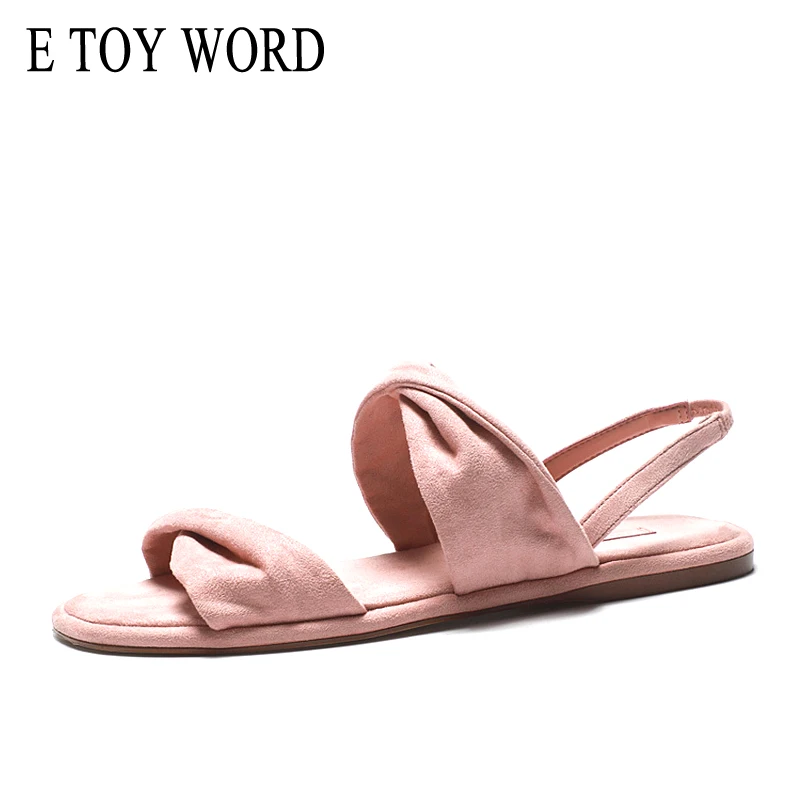 

E TOY WORD Women sandals 2019 New Flat Sandals Brand Design Open Toe Slip On Sandals Mule Low Heel Strap Dress Women shoes