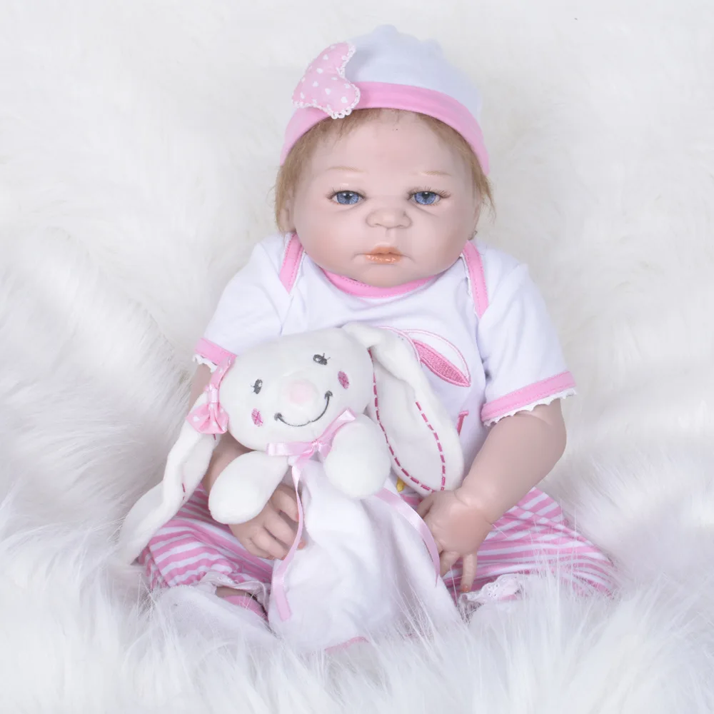 

Silicone Full Body Reborn Dolls 22'' Realistic Handmade Baby Dolls Kids Toy Waterproof Boneca Model Birthday Gifts
