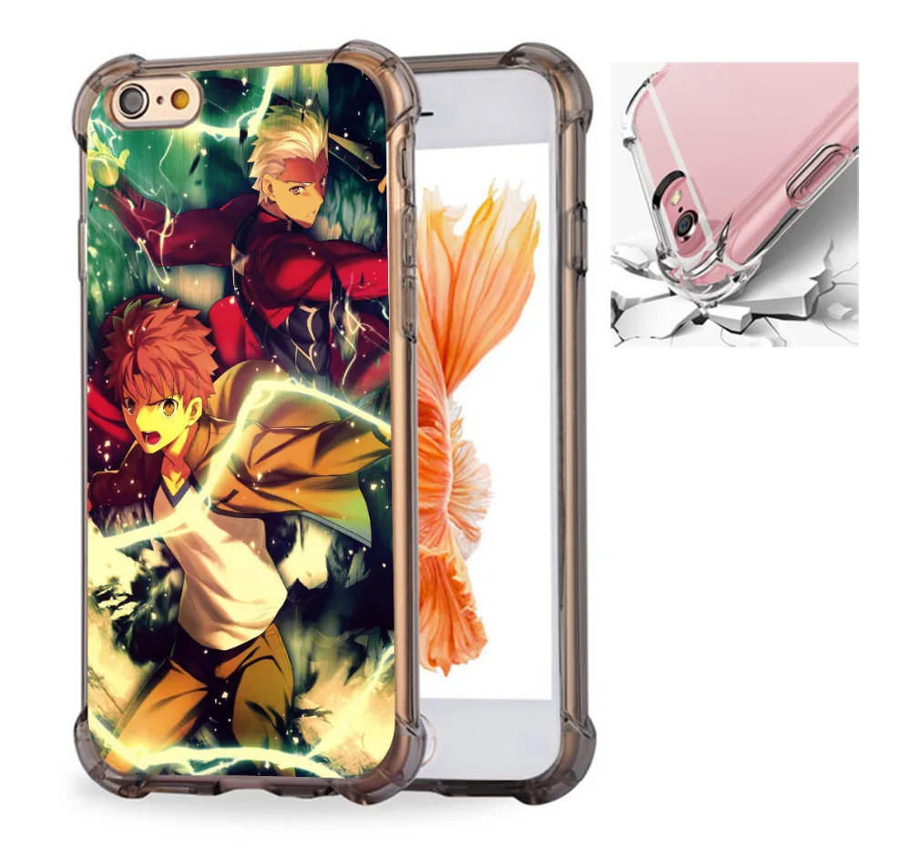 Анти шок чехол для iPhone X 6 S 7 8 плюс крышка ударопрочность Судьба Ночь арчер Широ