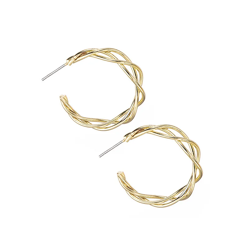 WTLTC Fashion Hollow Twisted Hoop Earrings for Women Minimalist C Shaped Circle Geometric Curve Line Jewelry | Украшения и