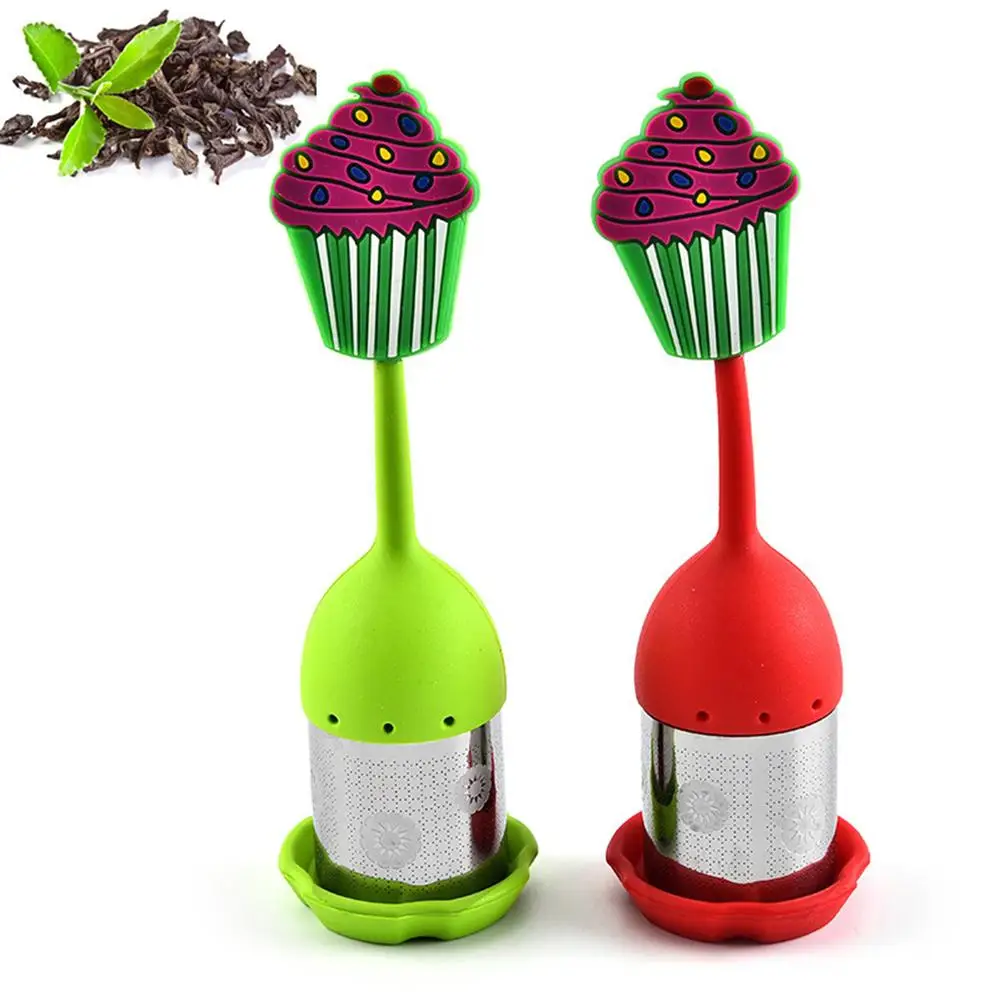 

1Pc Silicone Stainless Steel Cup Cake Shape Loose Tea Maker Infuser Strainer Filter