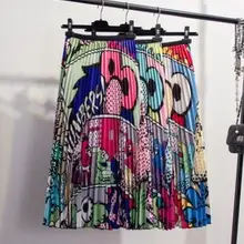 Забавные женские длинные плиссированные юбки с мультяшным животным узором летние богемные юбки с принтом