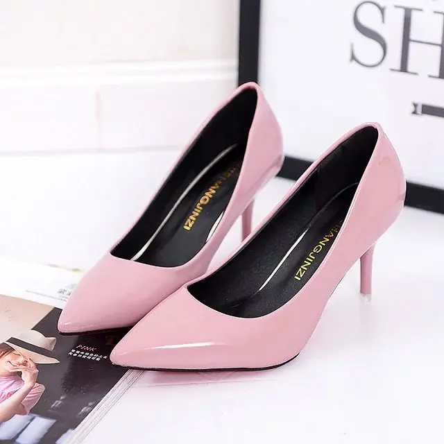 Офисные женские туфли из органической кожи; модельные туфли на высоком каблуке; классические туфли-лодочки; белые свадебные туфли; zapatos mujer; женская обувь; большие размеры - Цвет: Pink2