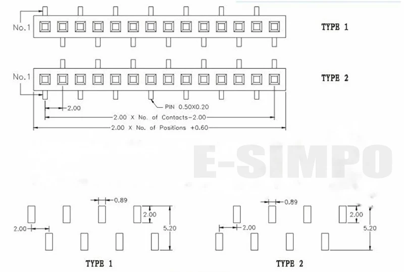 2.0mm SMT female header drawing