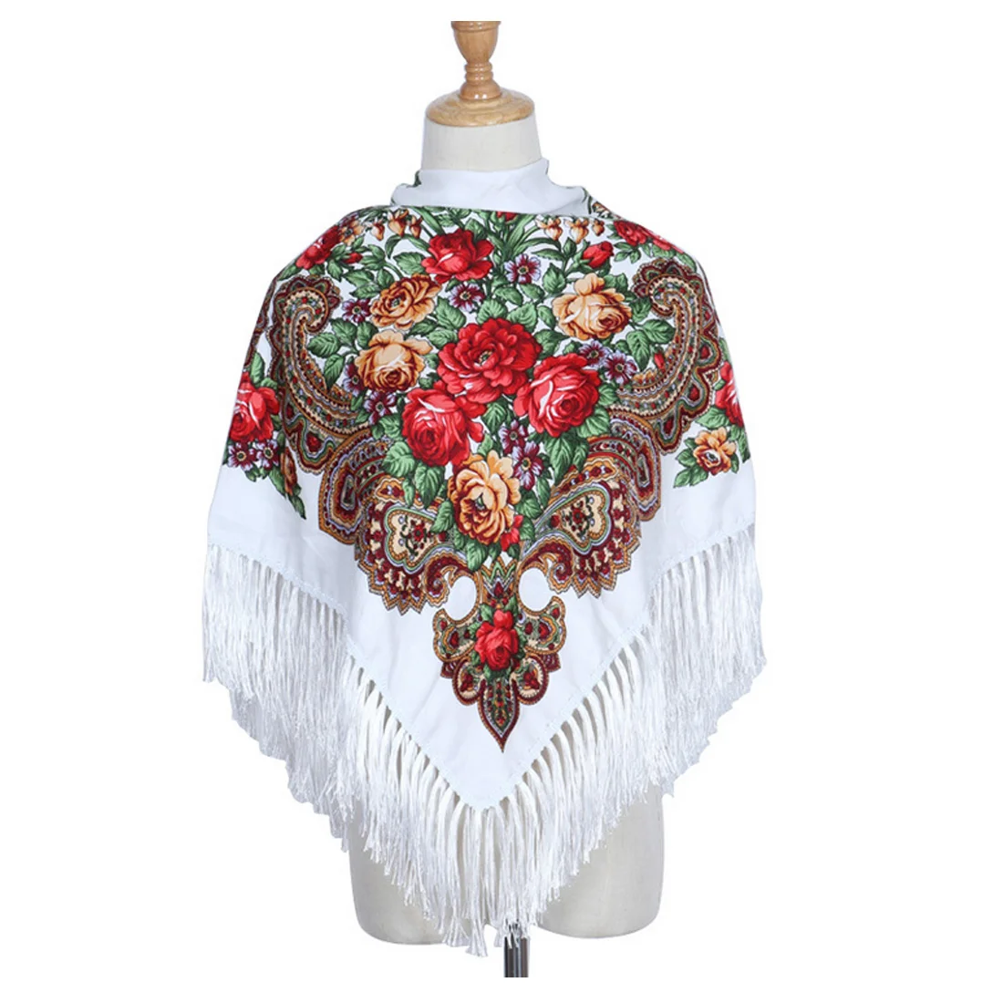 Национальный стиль квадратный модный декоративный шарф для женщин ручной работы с кисточками Цветочный Дизайн шарфы одеяло шаль платок - Цвет: 5