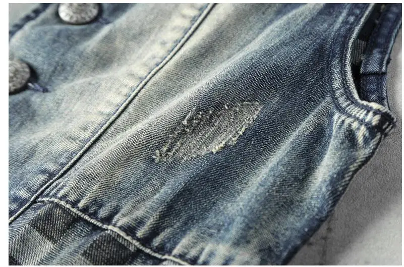 Мужской тонкий Винтажный стиль Байкерский мотоциклетный джинсовый жилет однобортный отложной воротник вышивка клетчатый костюм жилеты для женщин высокое качество