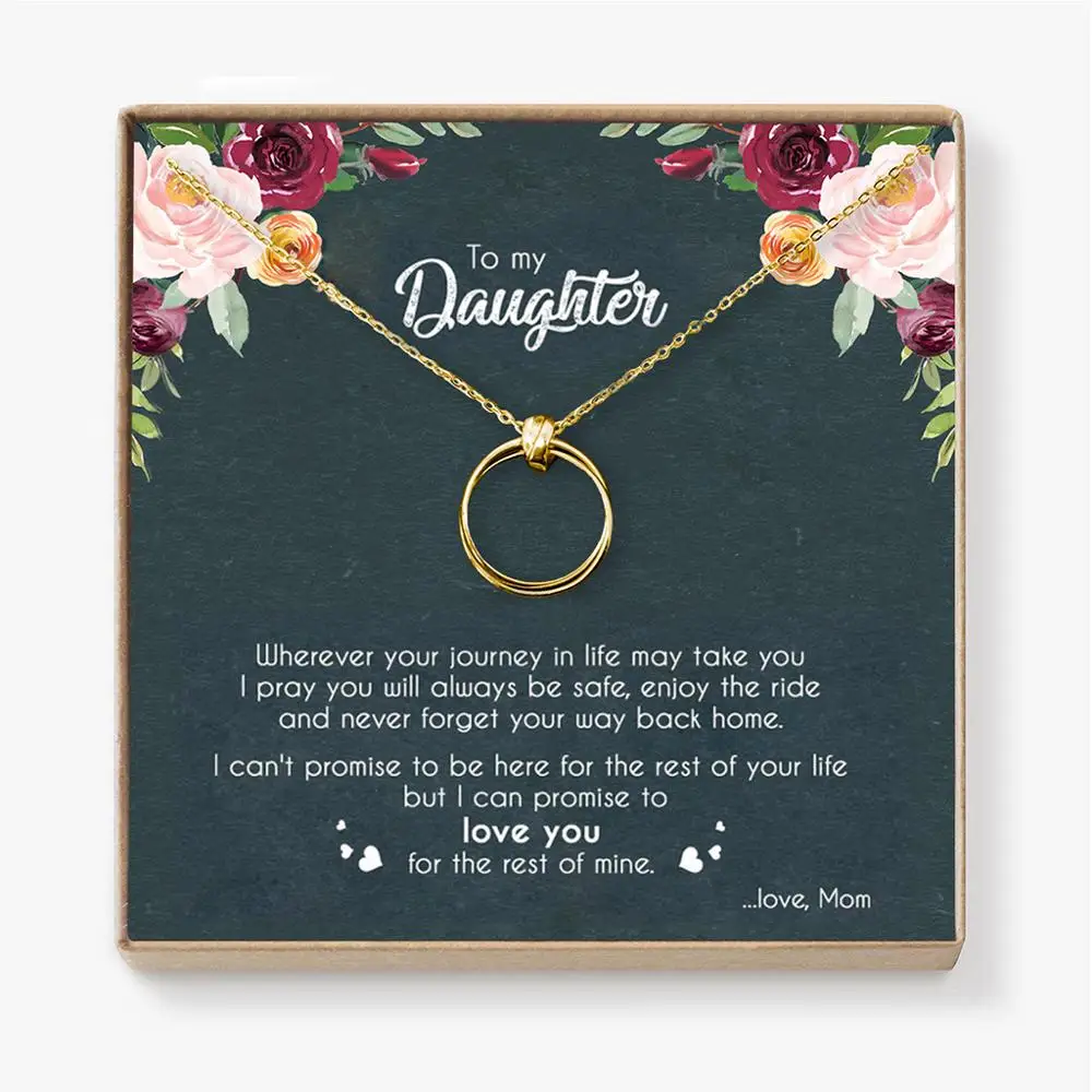 

InterlockingCi Mother Daughter Necklace Women Mom Trendy Stainless Steel 2 Linked Double Circle Necklaces Statement Jewelry Gift