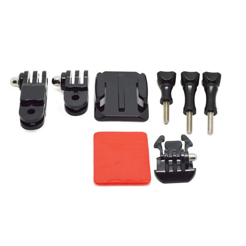 Gopro 헬멧 사이드 마운트 키트, 3 방향 조절 가능한 피벗 암 + 플랫베이스 + 곡선 마운트 + 접착 패드 액세서리 키트