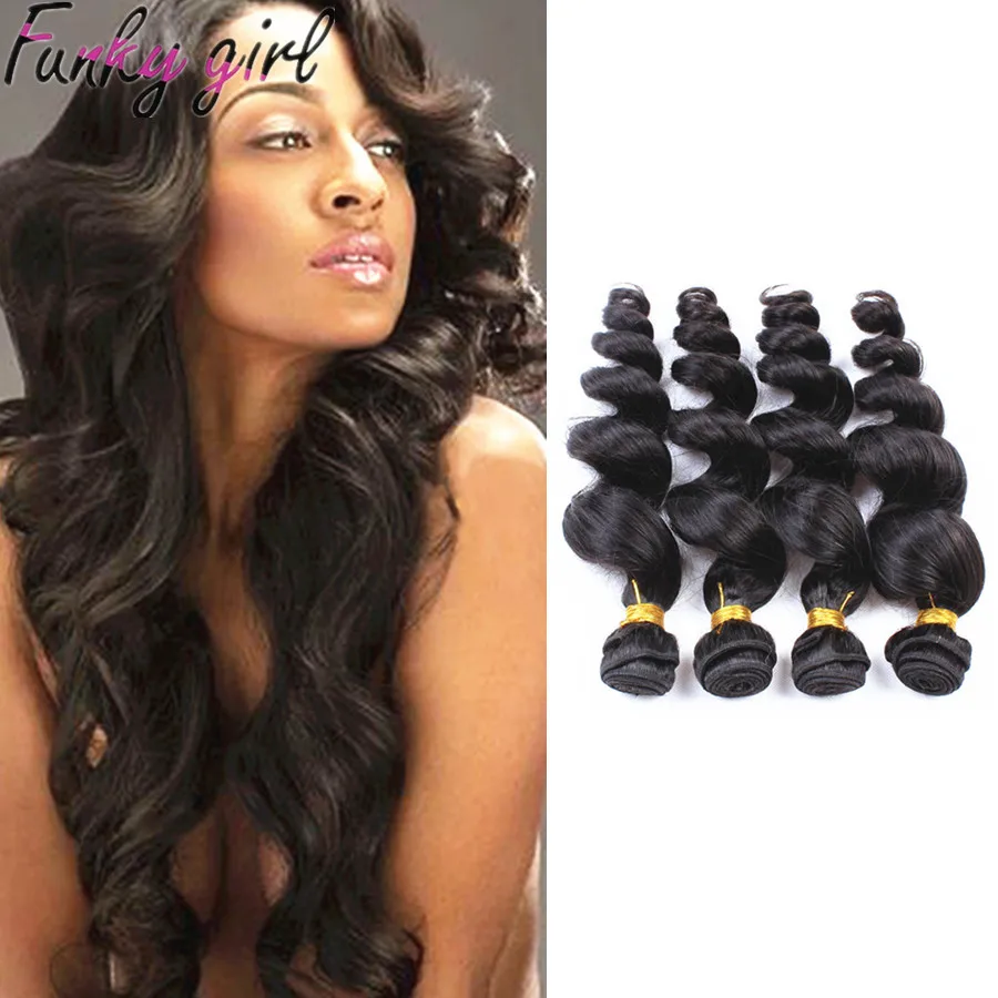 Peruvian Loose Wave 4 Bundles Virgin Hair wave 7a Unprocessed Curly African American |