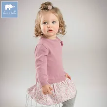 DB7361 dave bella/весеннее платье принцессы для маленьких девочек; модная детская одежда для дня рождения; детское вязаное платье-свитер для малышей