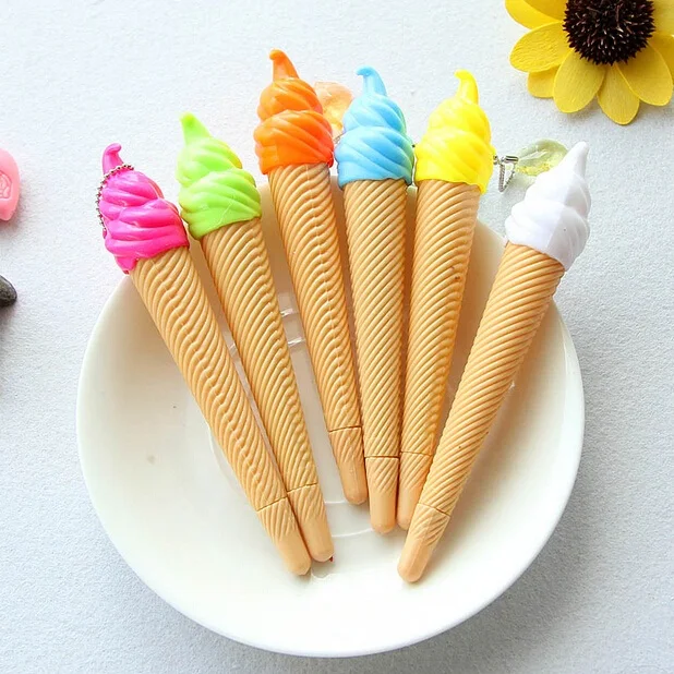 36pcs/lot Sweet Ice Cream design Gel Pen with pendant Black Fashion Style pen Party favors