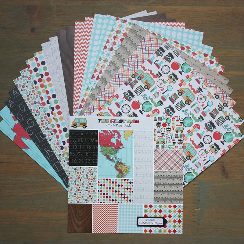 

DIY Photo Album First Day Decorative Scrapbooking Papers Crafts Art Card 6" Single Side Printed 24 Sheets /Set