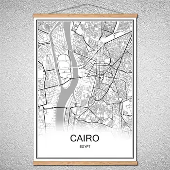 

Customized Pattern Modern World City map poster CAIRO Oil Painting Canvas Abstract CafeBar Living Room print picture With Frame