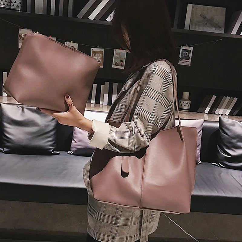 

Women Handbag High Quality Fashion Design Women Composite Bag PU Leather Shoulder Bag Female Large Casual Tote Shopping Bag 2018
