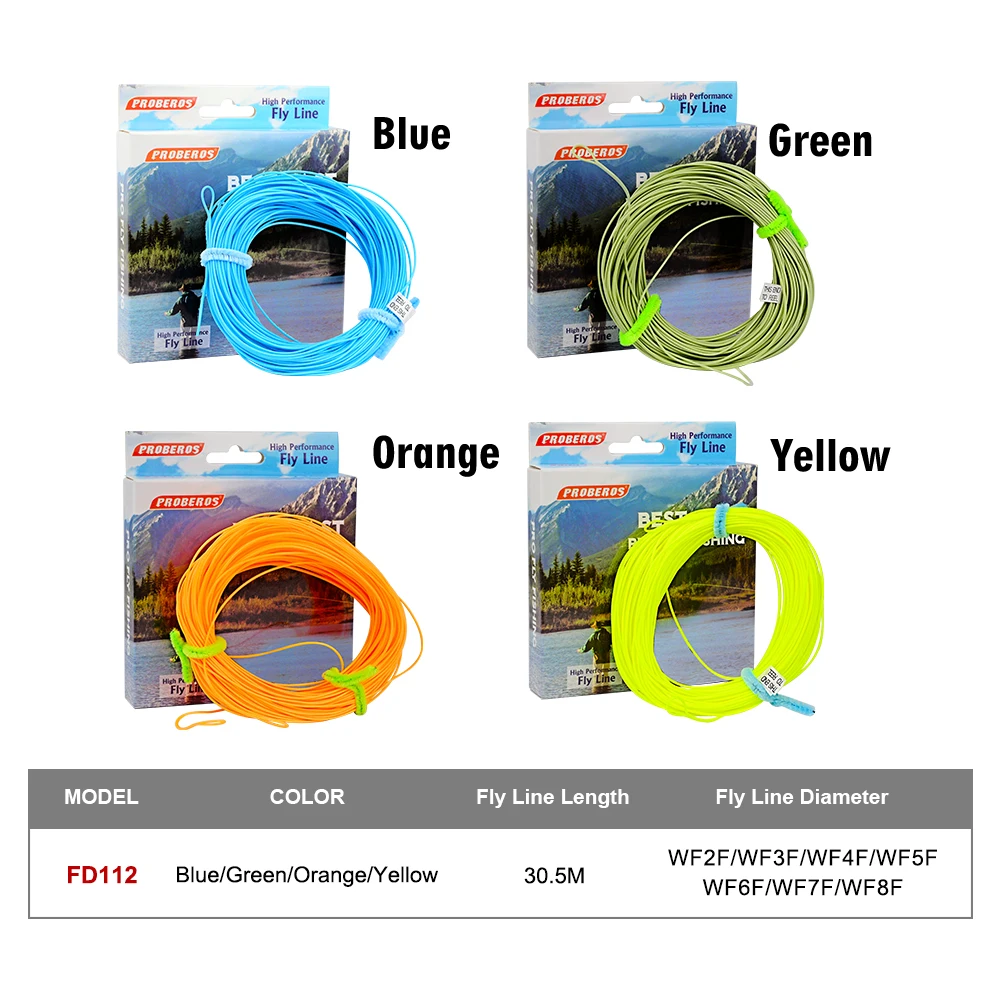 1 шт. PRO BEROS Fly Line 4 цвета 100 футов Вес вперед плавающая Летающая леска WF-2F/3F/4F/5F/6F/7F/8F