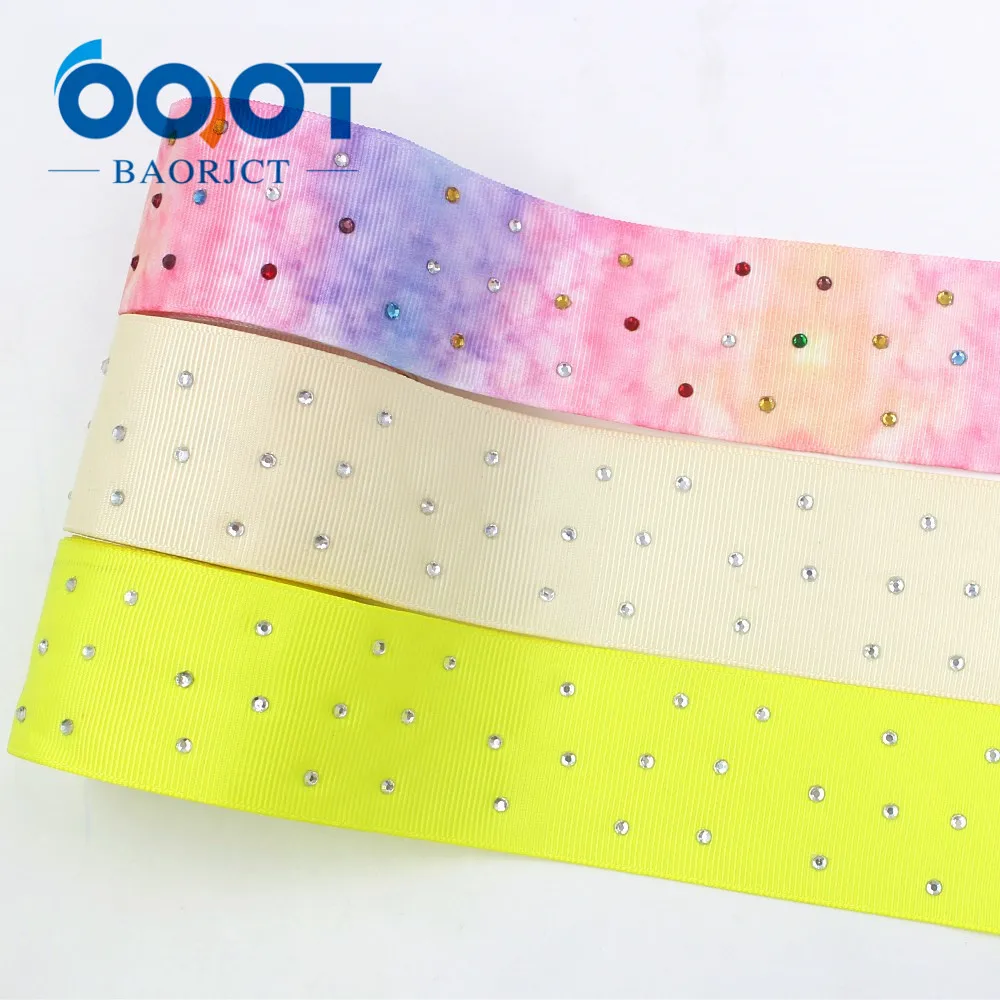 OOOT BAORJCT I-19708-1577,38mm 5yards fashion white diamond Ribbons Thermal transfer Printed grosgrain,DIY wrapping materials