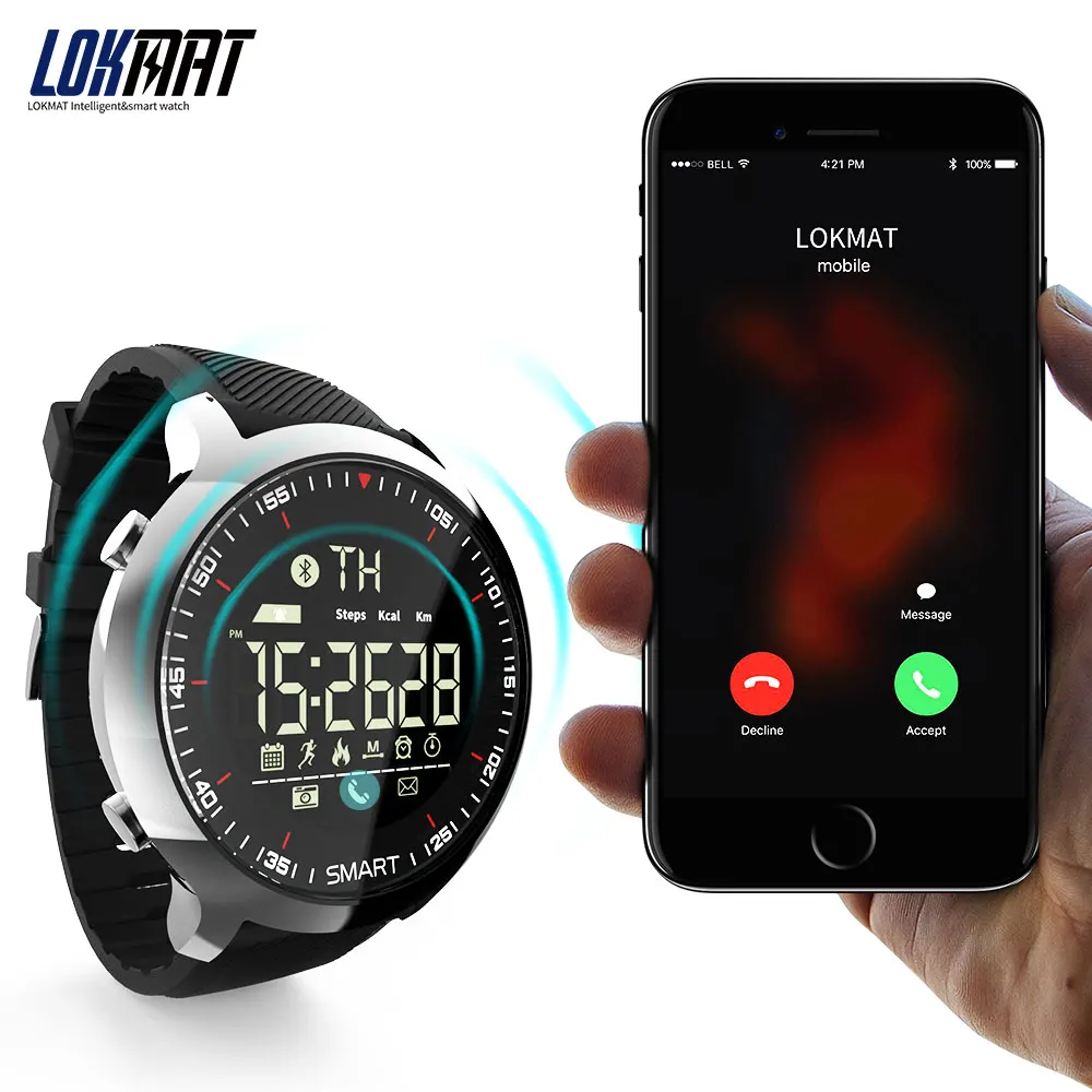 Смарт часы LOKMAT спортивные водонепроницаемые с поддержкой Bluetooth|smartwatch for ios|mens