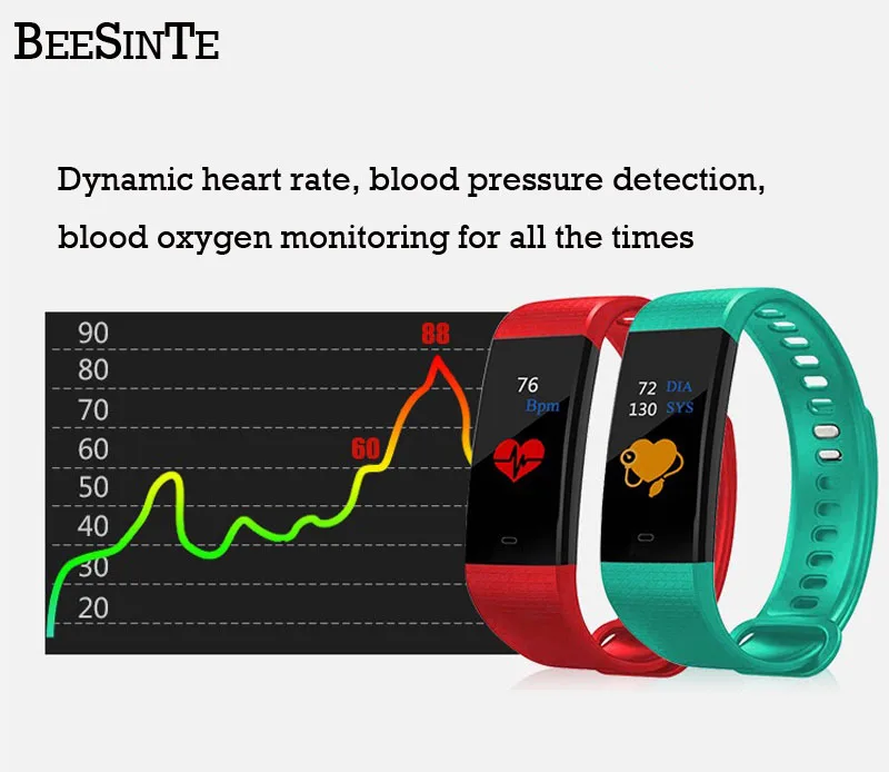 

Bluetooth smart watch waterproof heart rate monitor blood pressure blood oxygen measurement fitness activity tracker Notificatio