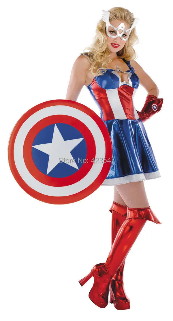 

Blue Metal Captain America Prestige Adult Female Costume