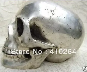 

0116P [old craft ] fast Shipping Collectible collectable Tibet silver skull framework statue (A0321)