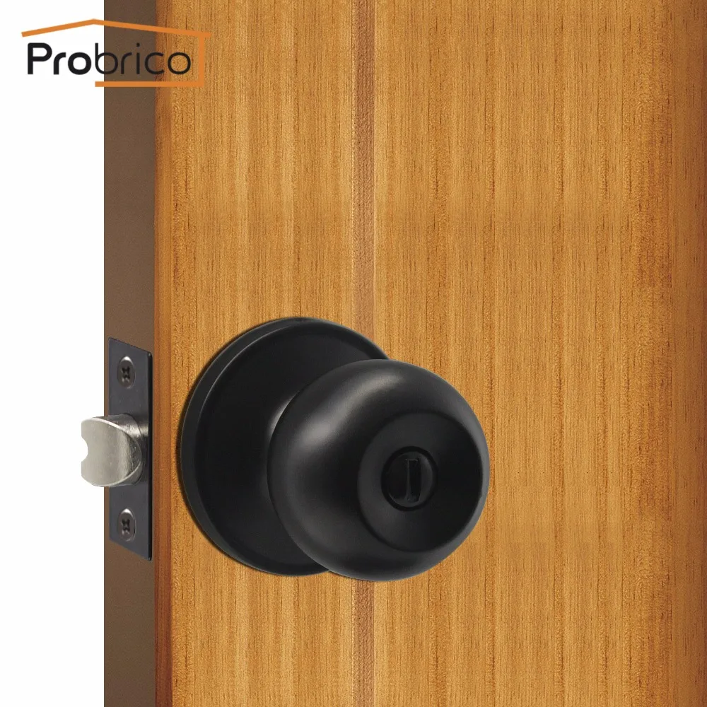 Probrico, ручка для межкомнатной двери, дверная ручка для спальни, черная, без ключа, дверной замок, прочная дверная ручка для ванной комнаты, с замком, цилиндр