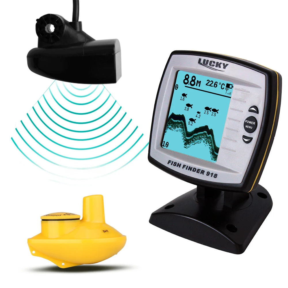 

LUCKY FF918 - 100WS Wired Wireless Fish Finder 20V DC ABS Fish Finder For Fishing Fish Depth Battery Alarm