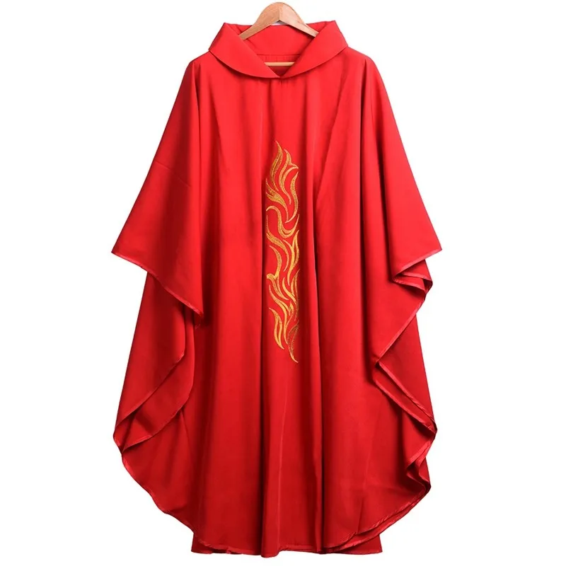 Red Catholic Church Chasuble Priest Vestments Robe Clegy Apparel