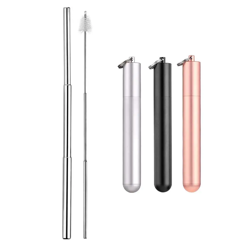 

Metal Straw,304 Stainless Steel Reusable Straw Telescopic Folding Straws Reusable Food Grade Portable Straw For Smoothies Hot